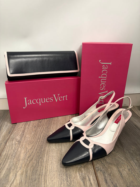 Jacques Vert Monique Navy Clutch Bag and Shoes Size 8