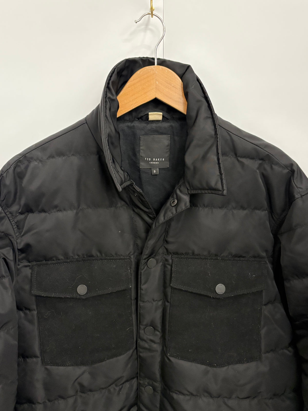Ted Baker Black Quilted Mens Overshirt Jacket Size 3 (UK Size M)