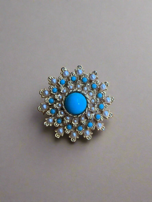 Edwardian Antique Vintage Seed Pearl Domed Brooch