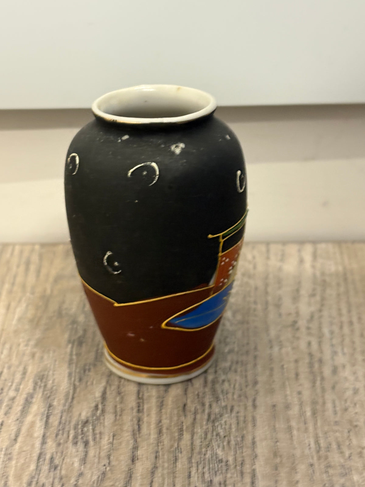 Vintage Miniature Japanese Satsuma-style Vase with Geisha