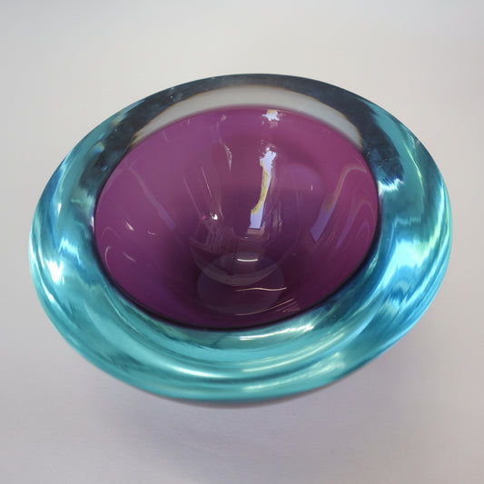 Vintage Murano Sommerso art glass bowl / ashtray - Purple / Blue - 1960s