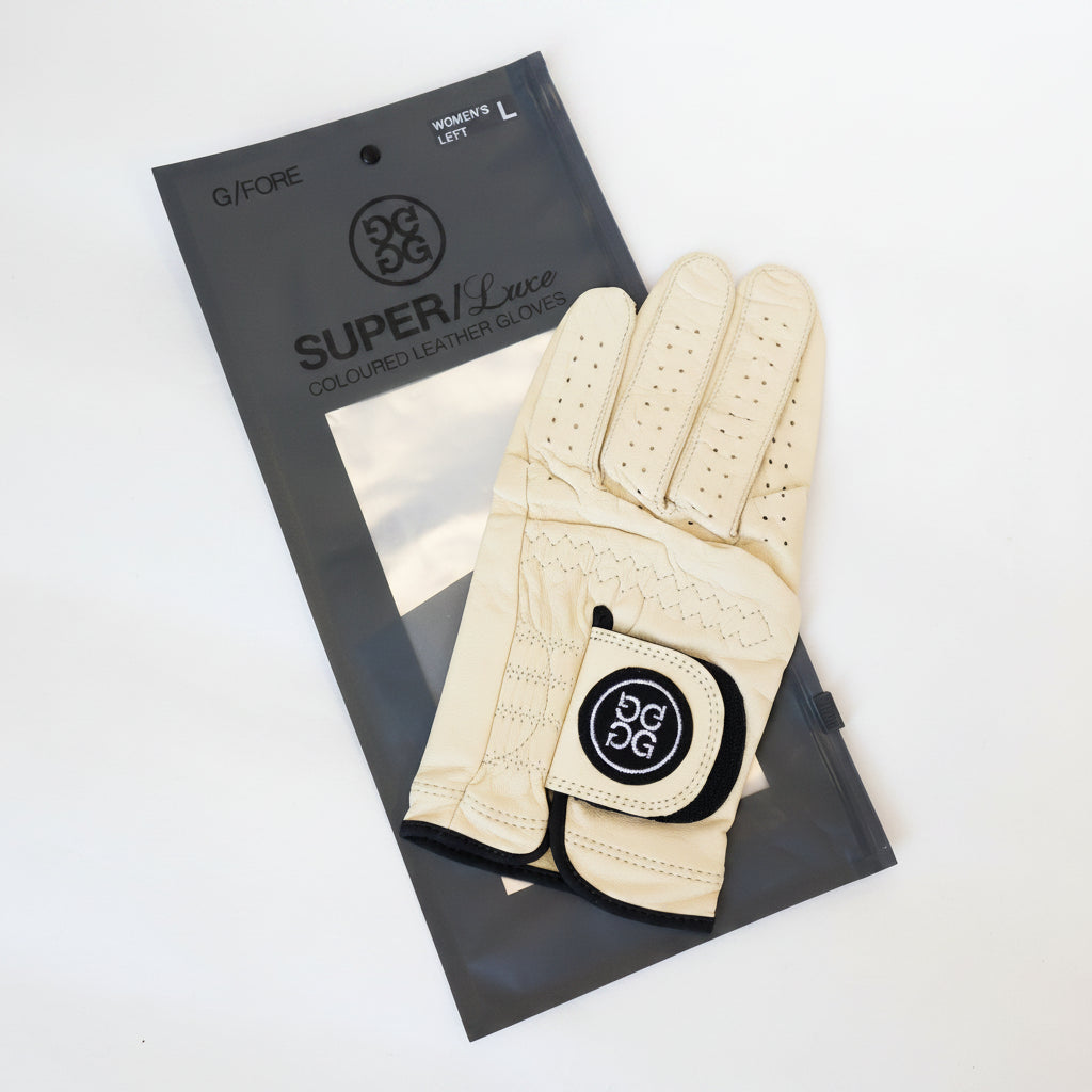 G/Fore Super Luxe Women's Cabretta leather golf glove - Size Large - Ivory