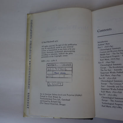Marx without Myth by Maximilien Rubel & Margaret Manale - First edition hardback book