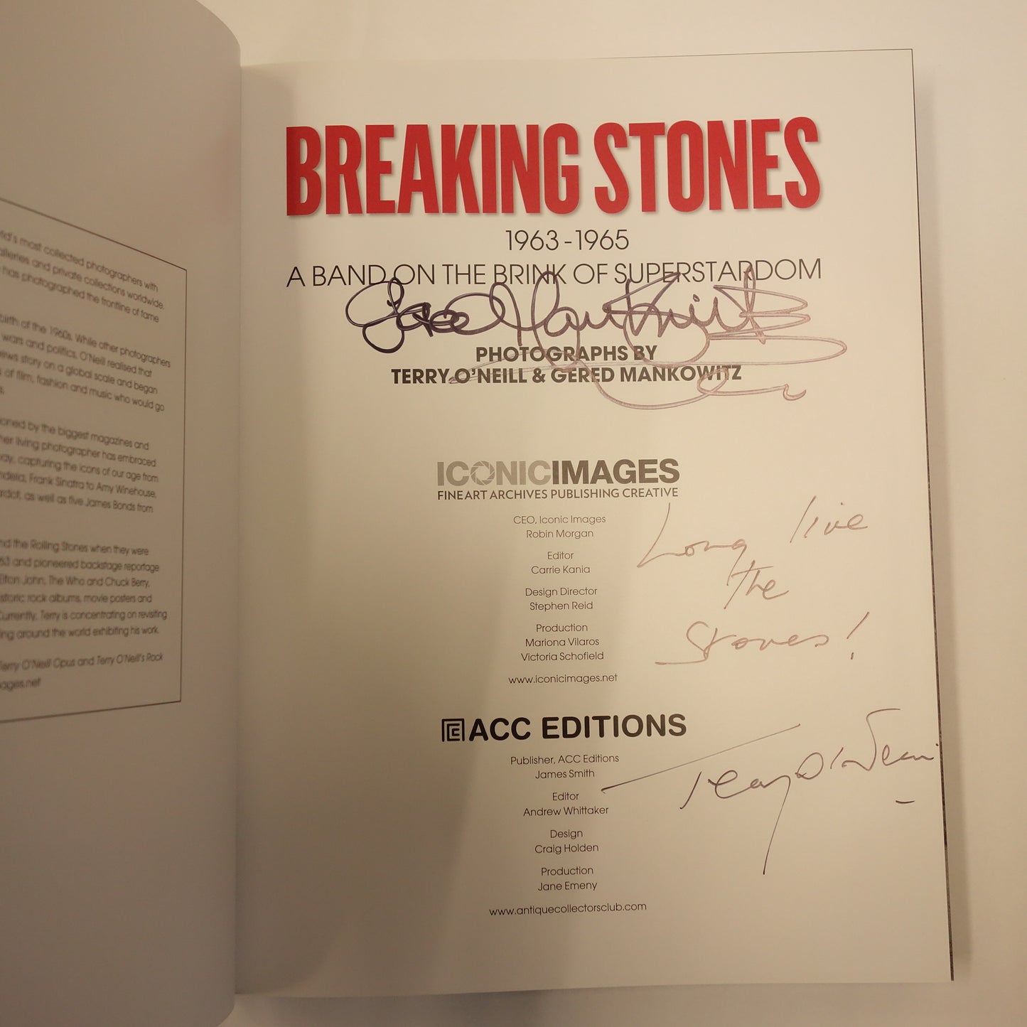 Breaking Stones 1963 - 1965 by Terry O'Neill & Gered Mankowitz - Signed hardback book