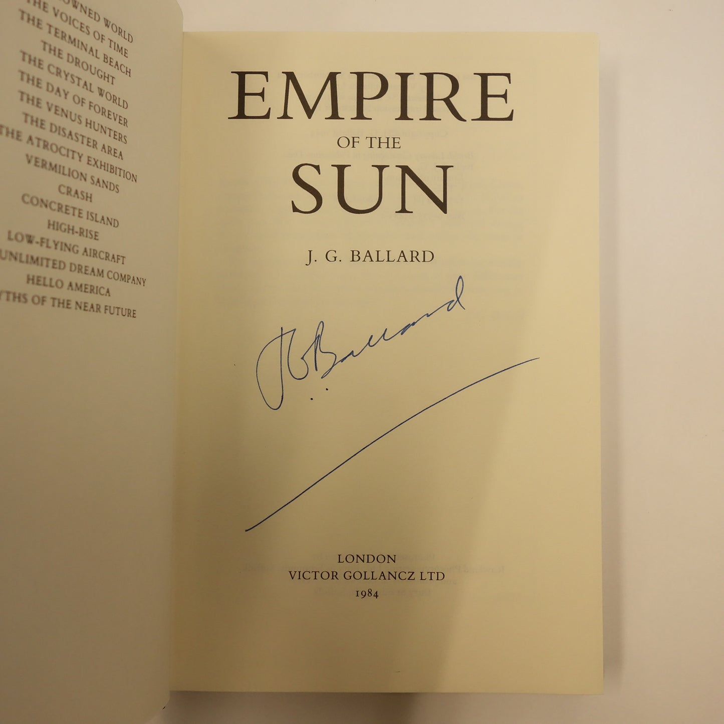Empire of the Sun by J.G. Ballard - Rare signed first edition hardback book