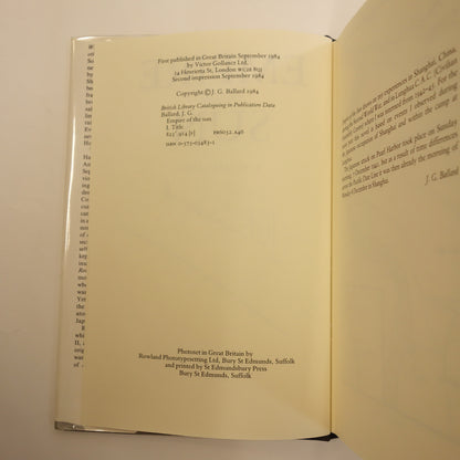 Empire of the Sun by J.G. Ballard - Rare signed first edition hardback book