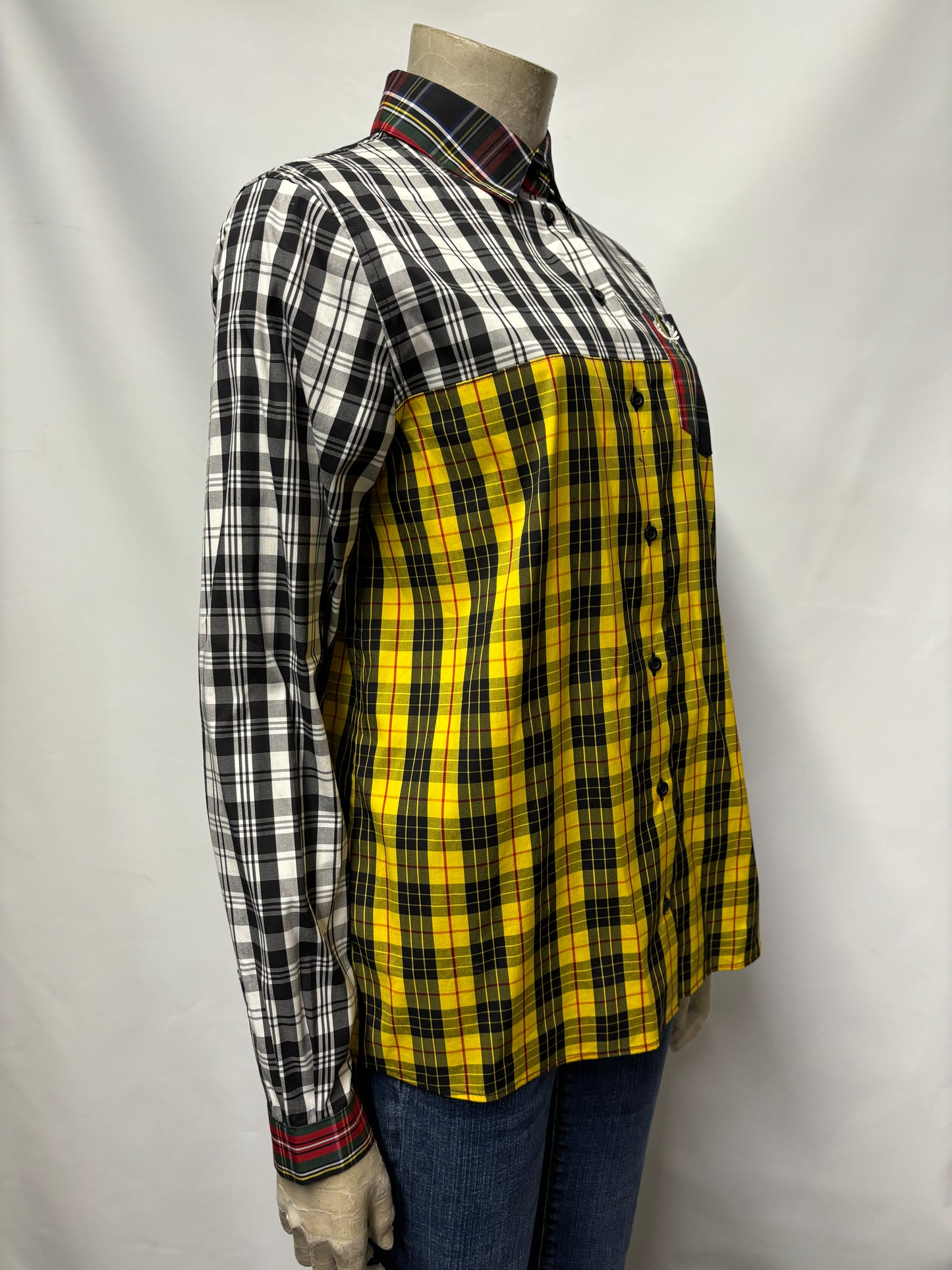 Fred Perry Yellow and Black Tartan Cotton Fitted Shirt 10