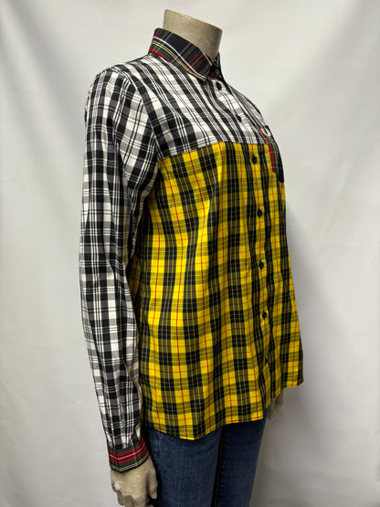 Fred Perry Yellow and Black Tartan Cotton Fitted Shirt 10