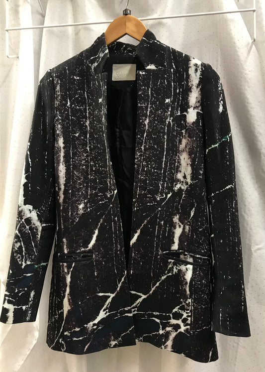 Zoe Jordan 100% Silk Size 6 Black, White with Colour Splash Blazer