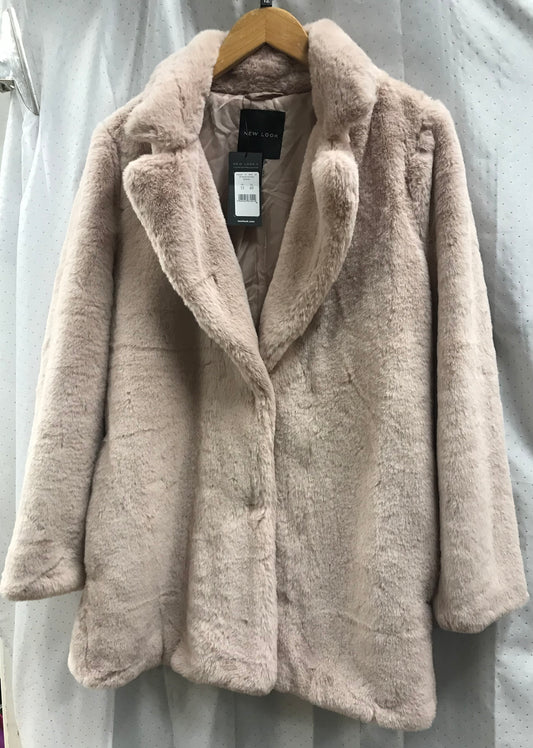 BNWT New Look Pale Pink Faux Fur Coat Size 12