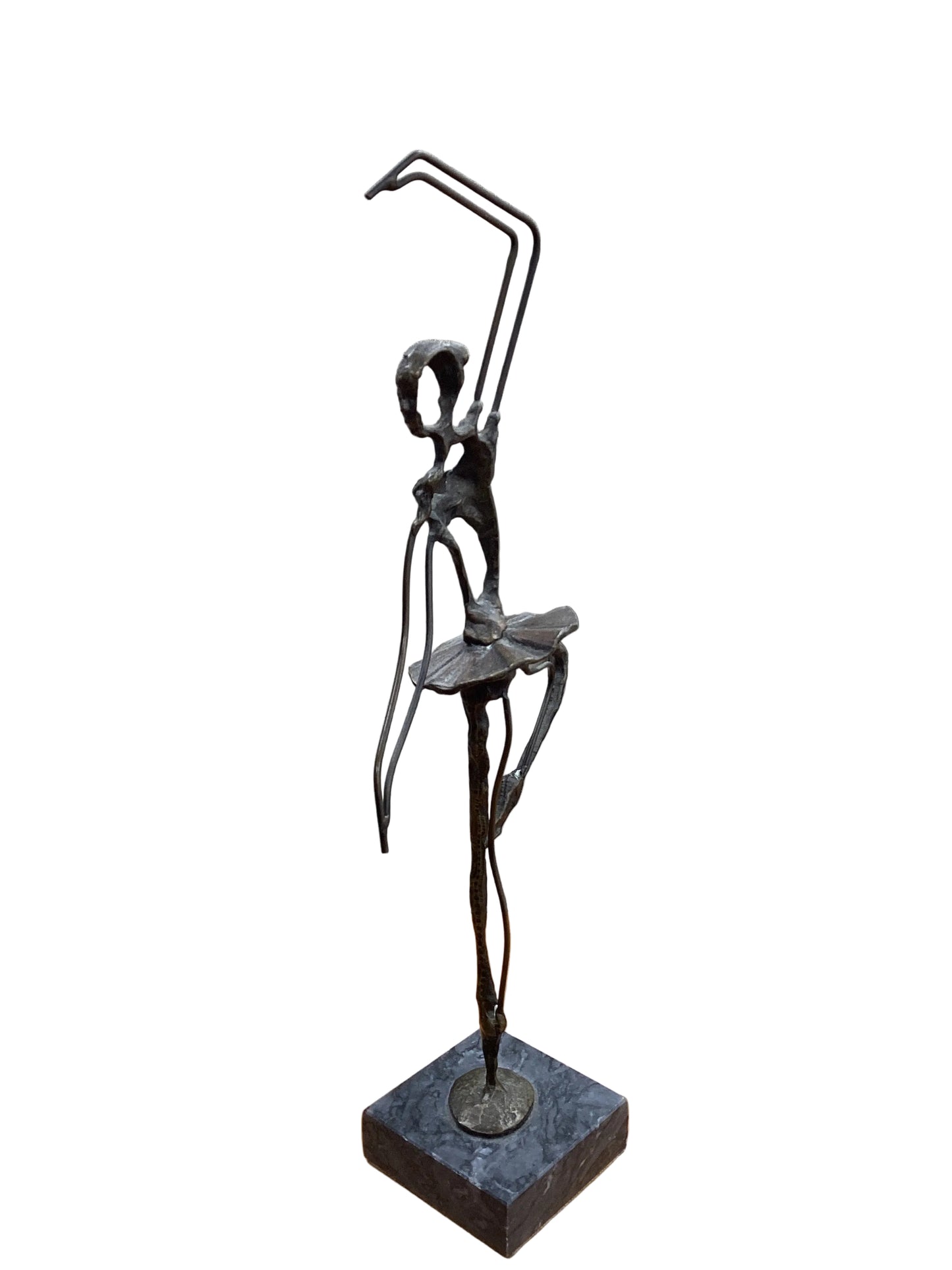 Brutalist Bronze Ballerina On Marble Sculpture