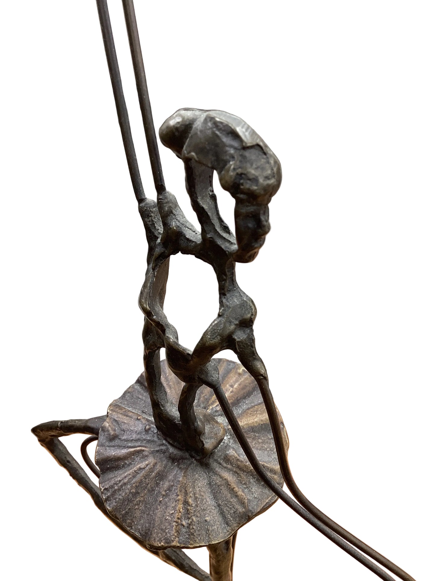 Brutalist Bronze Ballerina On Marble Sculpture