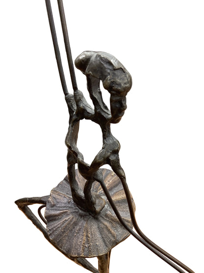 Brutalist Bronze Ballerina On Marble Sculpture