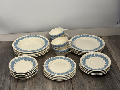 Vintage 1960s Wedgwood Embossed Queen's Ware 24-Piece Collection