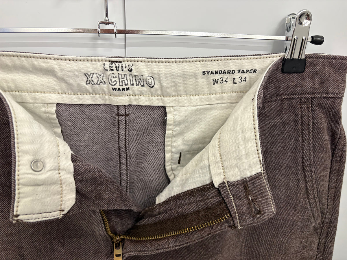 Levi's Brown XX Chino Standard Taper Mens Trousers Size 34/34