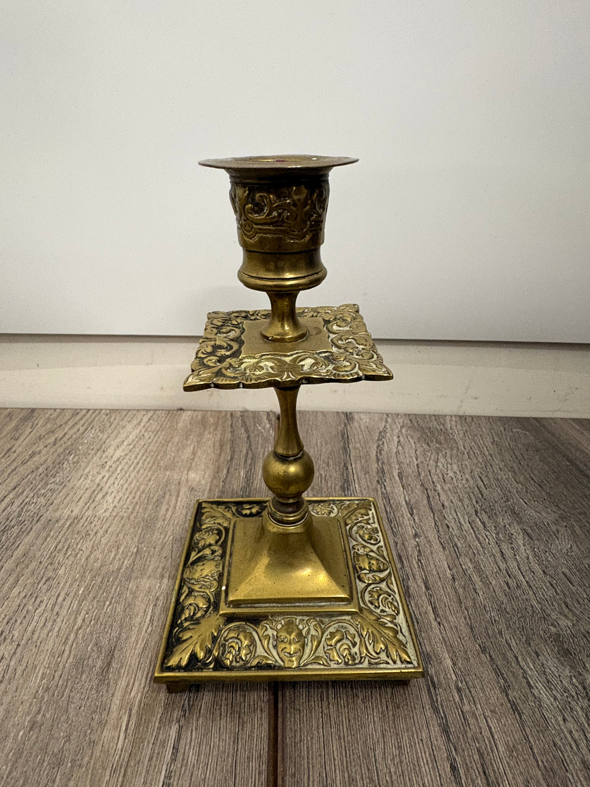 Antique Victorian Ornate Gothic Brass Candlesticks - Set of 4
