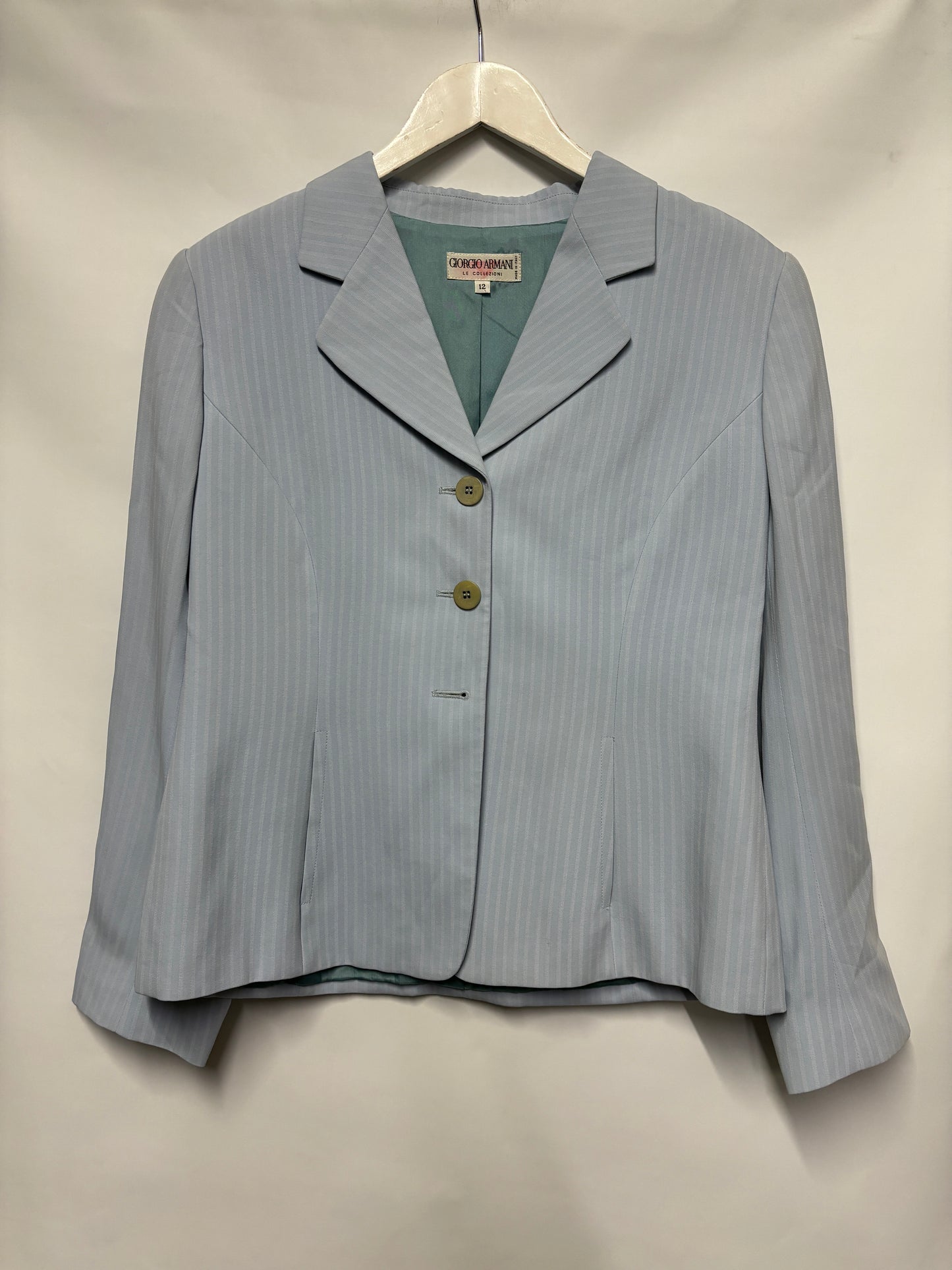 Vintage Giorgio Armani Le Collezioni Baby Blue Pinstripe Blazer 12