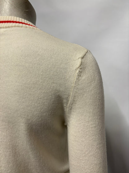 Bella Freud Cream and Red GIRL Wool Jumper XS