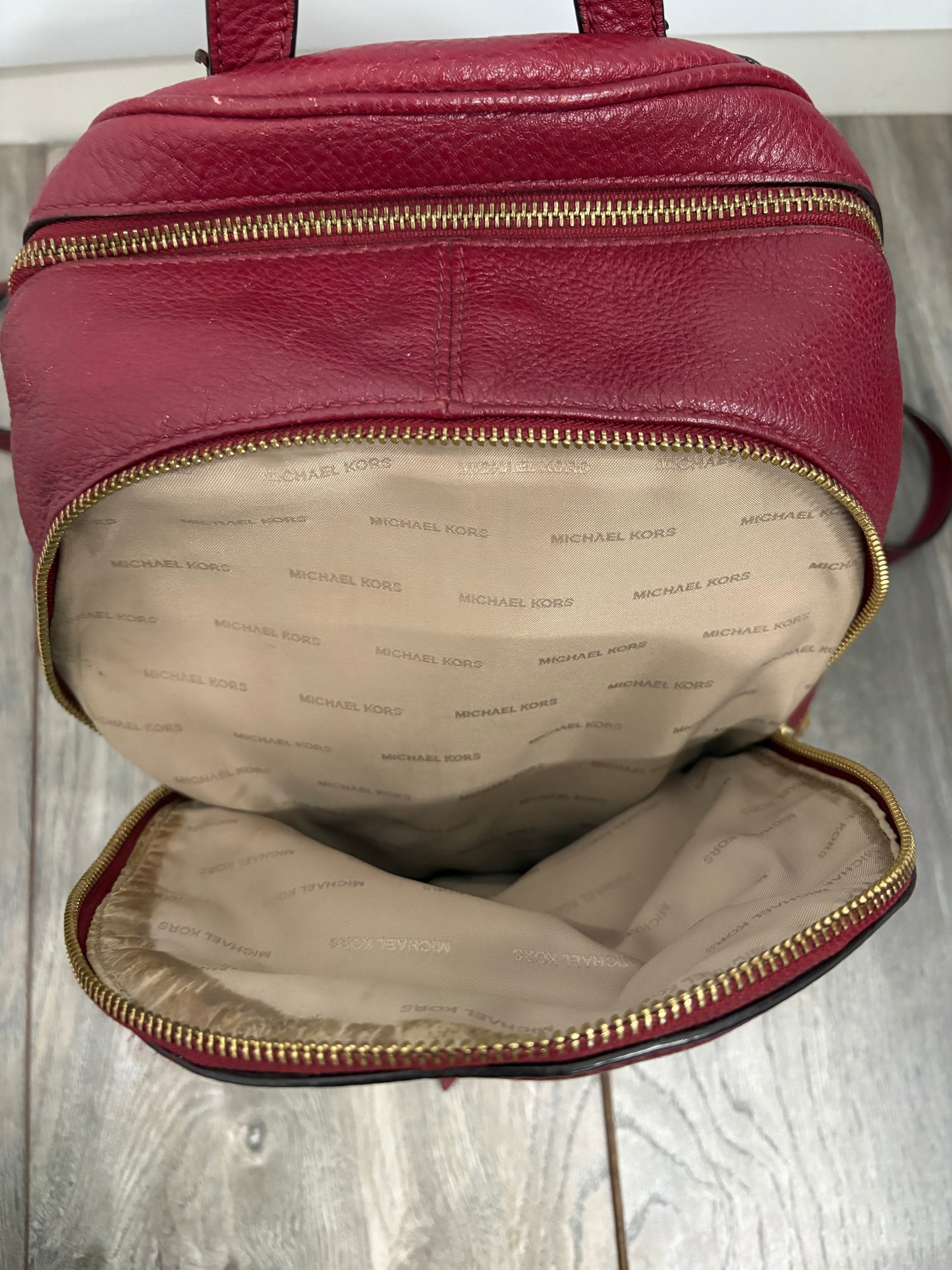 Michael Kors Rhea Red Leather Backpack