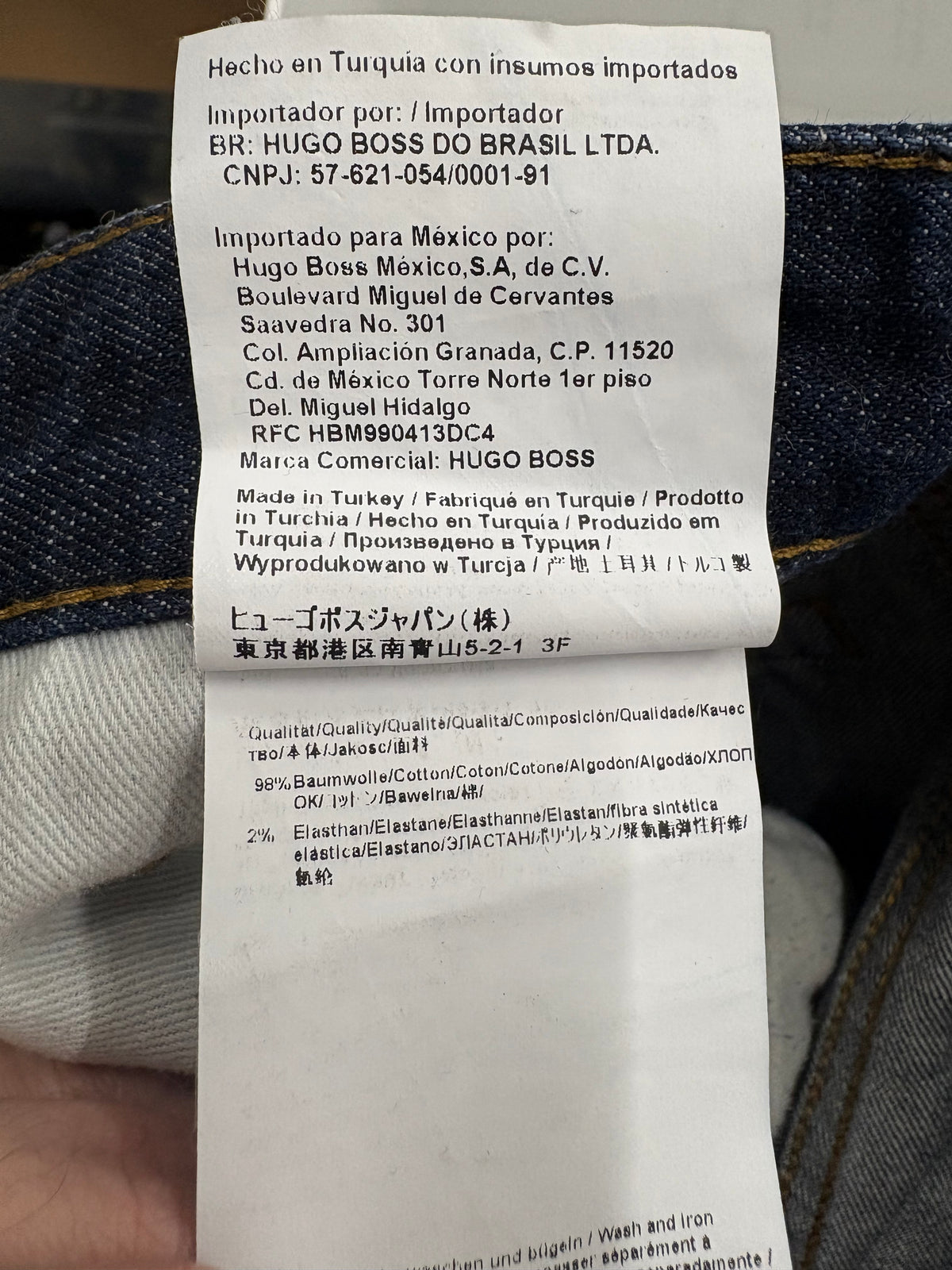 BOSS Green Hugo Boss Navy Stretch Mens Denim Jeans Size 36/32