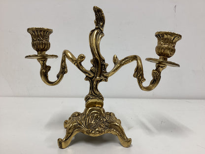 Mid Century Italian Art Nouveau Brass Candelabras 1950s