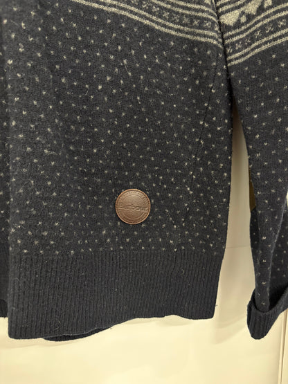 Barbour Mens Witham Shawl Neck Navy Lambswool Jumper Size XL