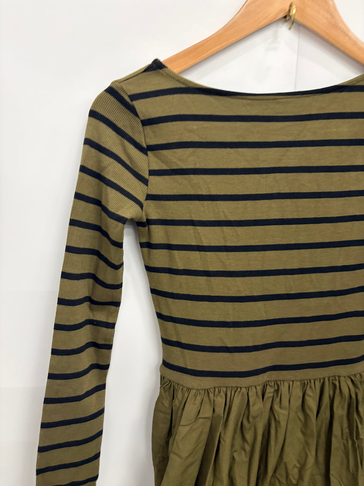 Nobody's Child Green/Black Striped Long-Sleeve Pennie Midi Dress Size 6 - BNWT