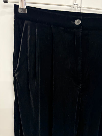Nobody's Child Black High-Waisted Wide Leg Velvet Trousers Size 8 - BNWT