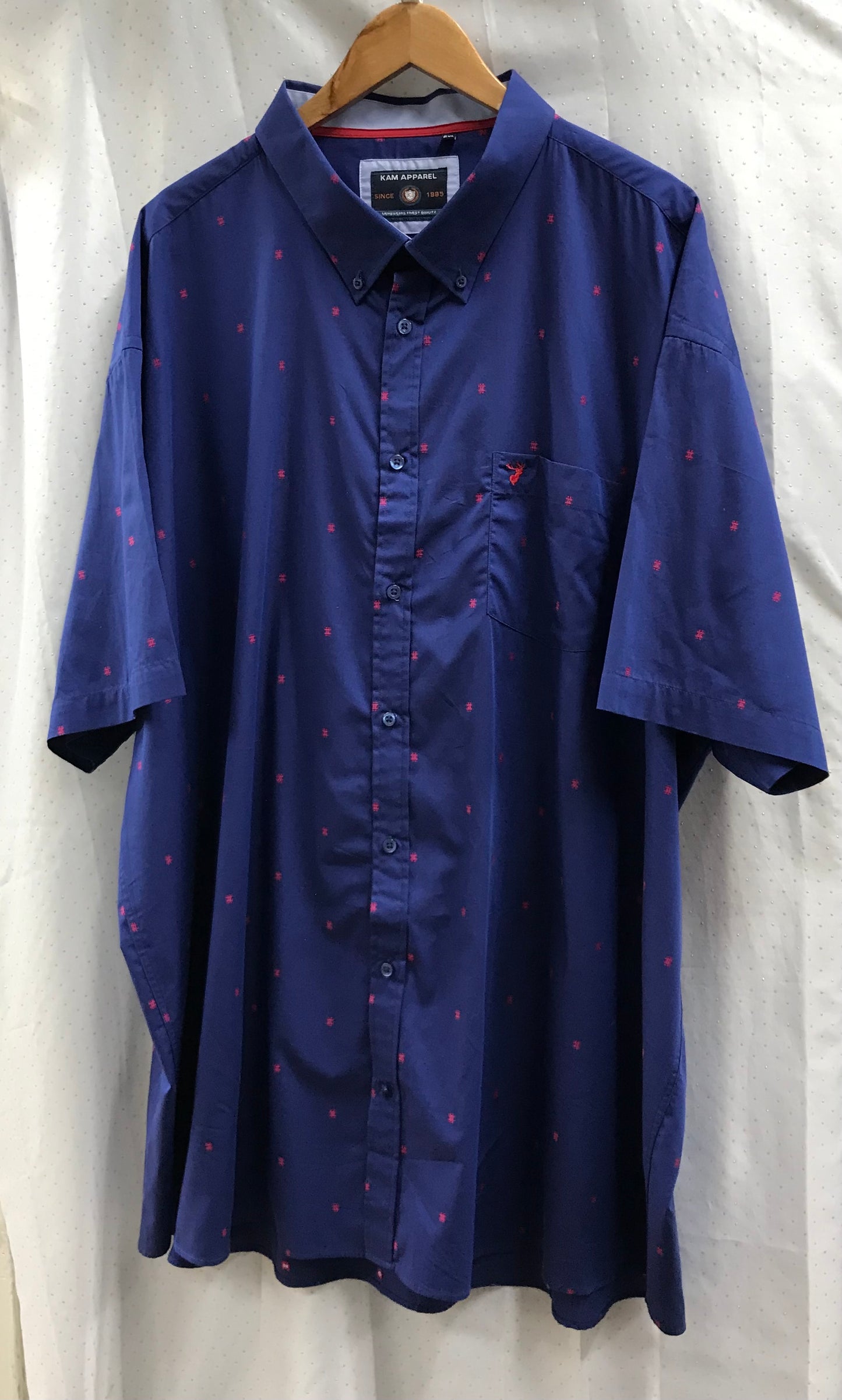 Mens 6XL Shirt Royal Blue with Red Pattern by Kam Apparel