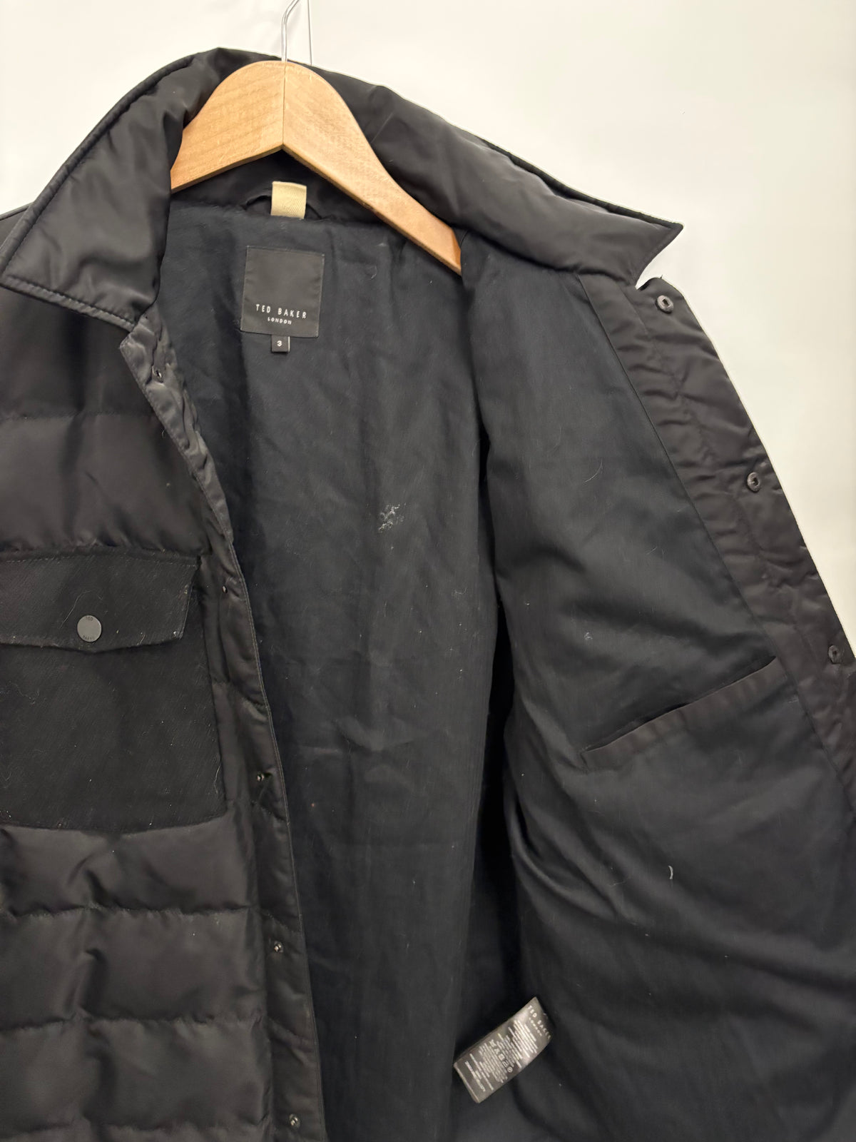 Ted Baker Black Quilted Mens Overshirt Jacket Size 3 (UK Size M)