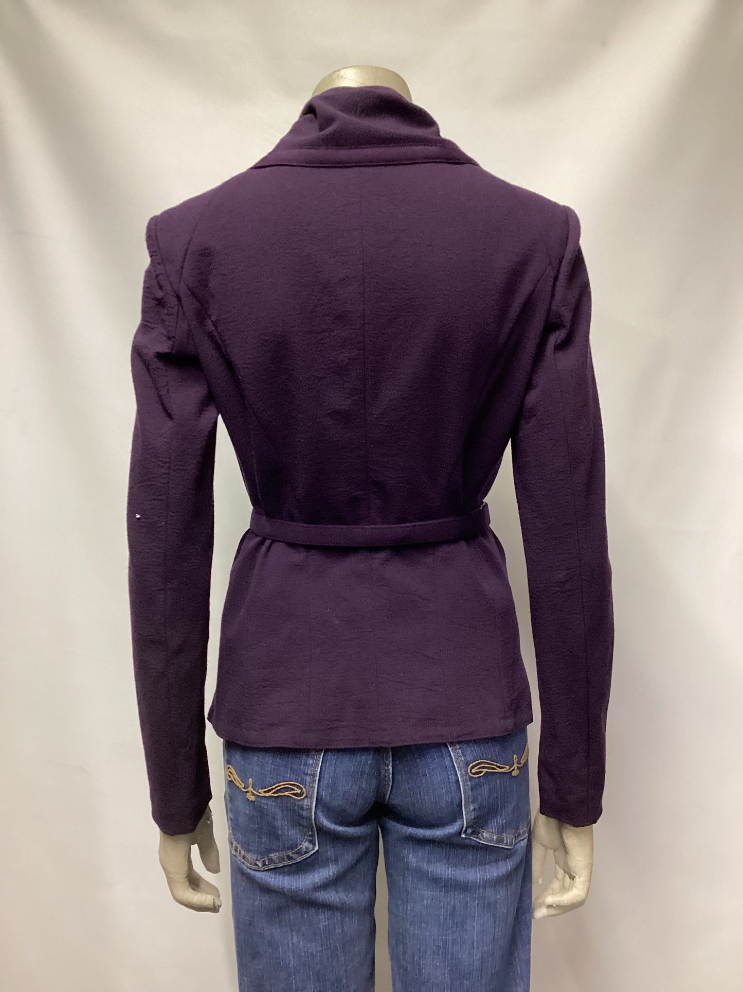 Donna Karan Purple Wool Blend Belted Blazer Size 8/36