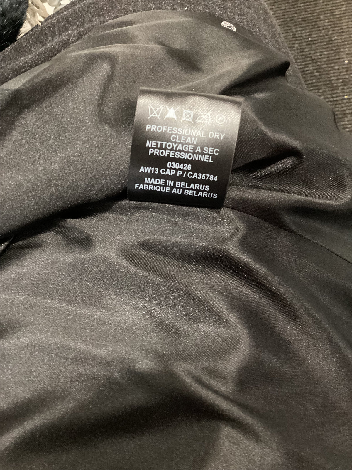 Precis, Long Winter Coat, Merino Wool and Cashmere Blend, UK Size 10, Black, Removable Collar