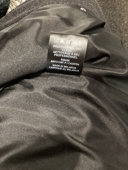 Precis, Long Winter Coat, Merino Wool and Cashmere Blend, UK Size 10, Black, Removable Collar