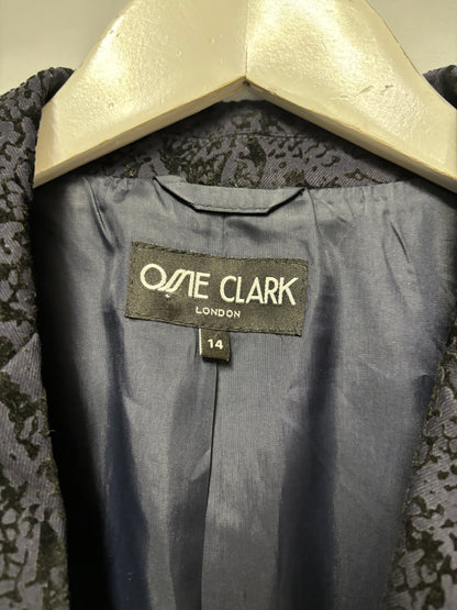 Ossie Clark Navy Velvet Jacquard Blazer 14