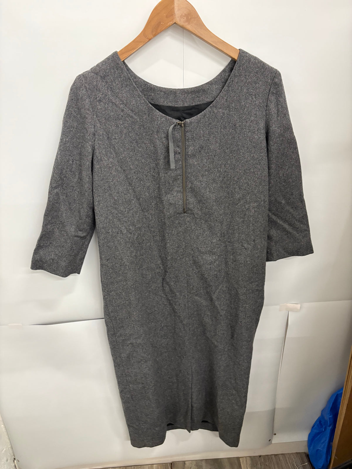 TOAST Grey Wool-Blend Womens Shift Dress Size 8
