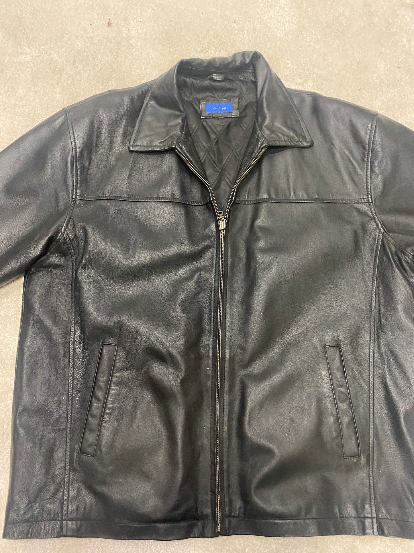 Men’s Black Leather Jacket XL