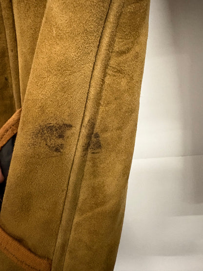 Vintage Debenhams Brown Womens Borg Suede Coat Size 12