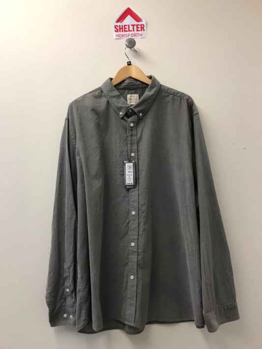 BNWT M&S Regular Fit Pure Cotton Light Grey Long Sleeved Shirt Size 4XL