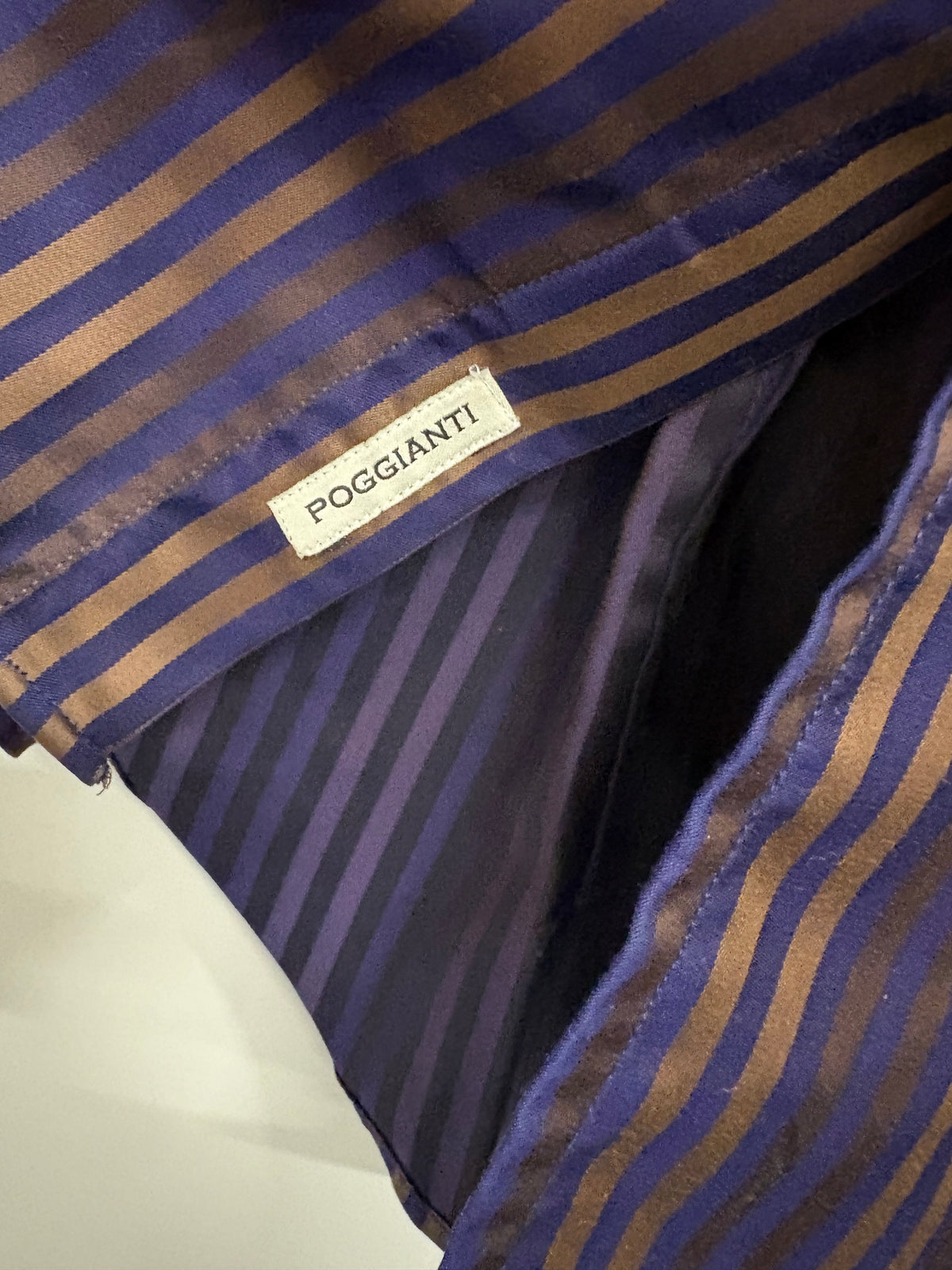 Poggianti 1958 Mens Bronze/Blue Long Sleeve Dress Shirt Size M