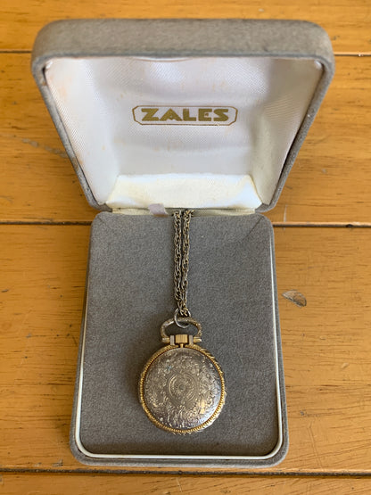 Vintage Ingersoll Gold Pocket Watch Necklace Pendant