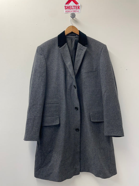 Wool&Cashmere Charcoal Long Over Coat Grey Size 40 Chest