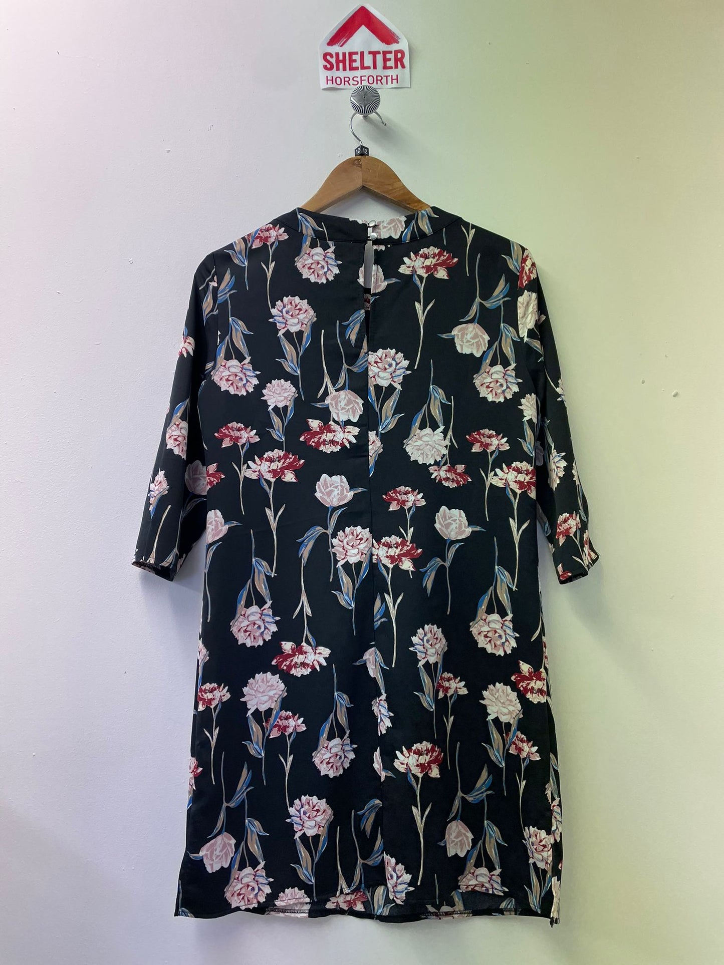 Miss Selfridge Black Floral Print Dress Size 12