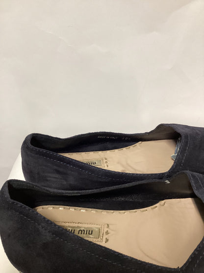 Miu Miu Navy Suede Platform Espadrilles 7.5