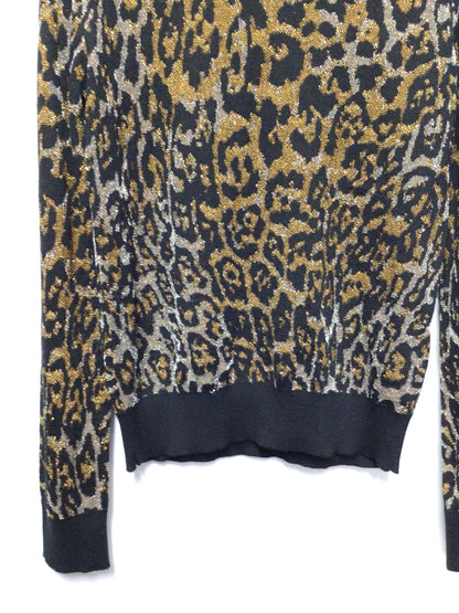 Just Cavalli Metallic Leopard Funnel Neck Jumper Medium