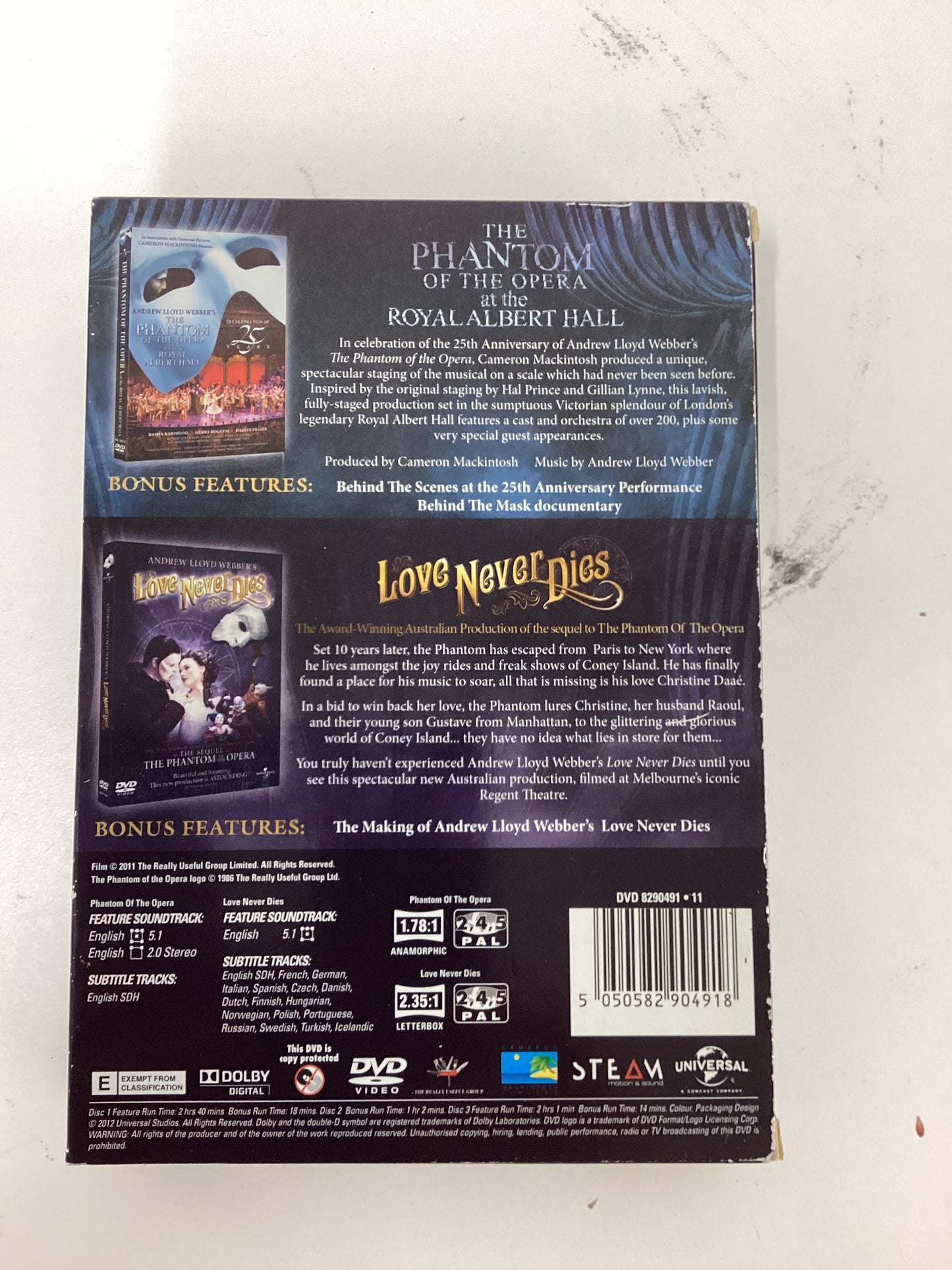 The Phantom Of The Opera and Love Never Dies DVD Box Set