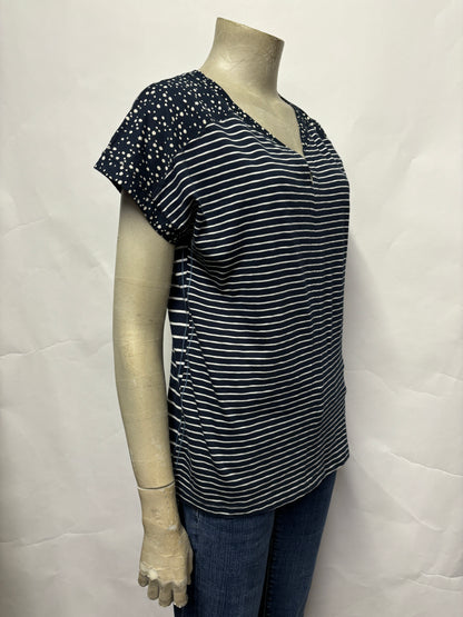 White Stuff Navy Nelly Notch Stripe T-shirt 12 BNWT