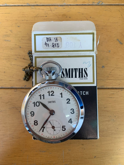 Vintage Smiths Chrome Metal Open-Faced Pocket Watch