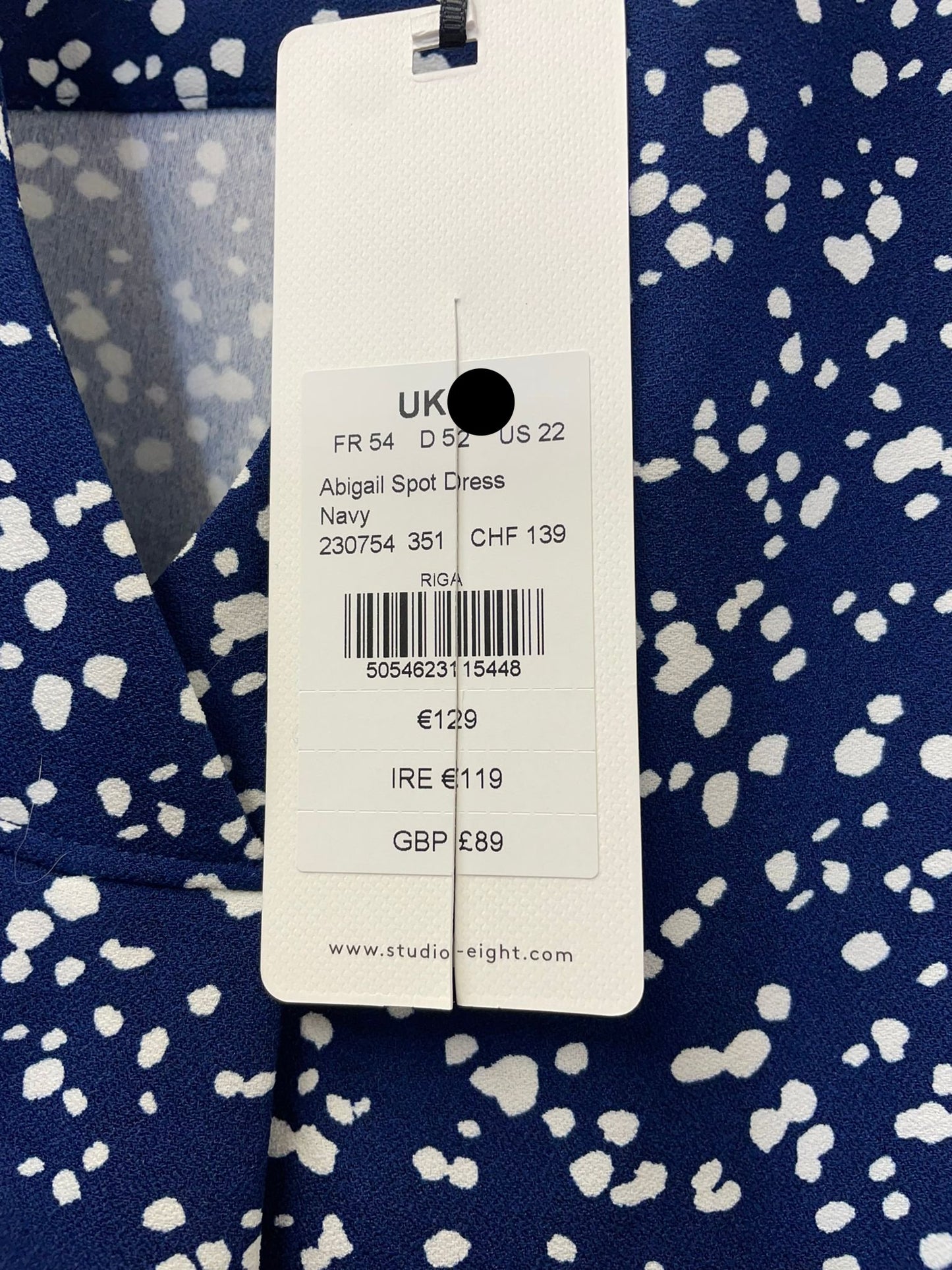 BNWT Studio8 Abigail Spot Swing Dress in Navy and White Size 24