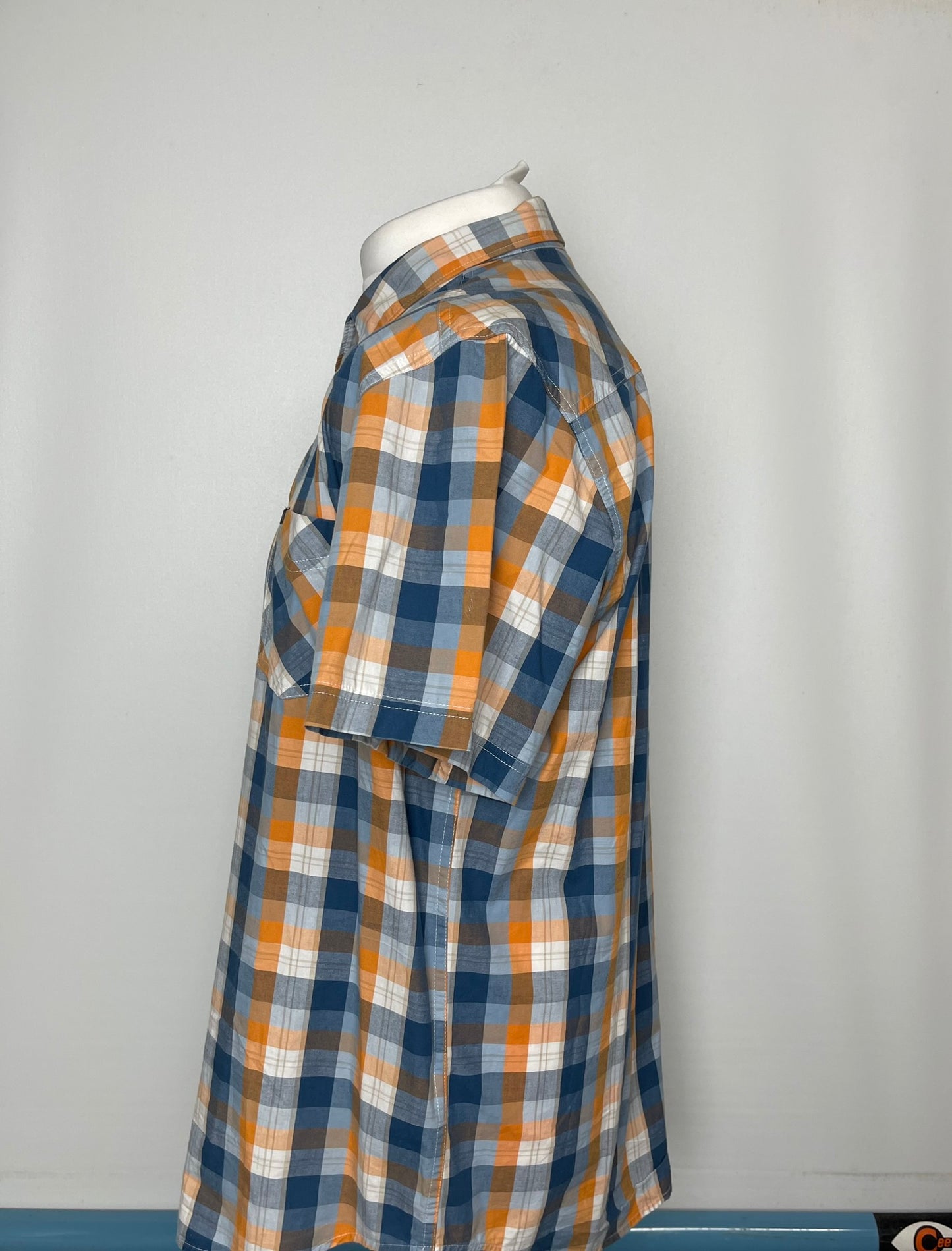 Quiksilver Blue and Orange Plaid Top XL