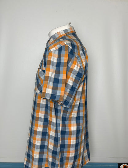 Quiksilver Blue and Orange Plaid Top XL